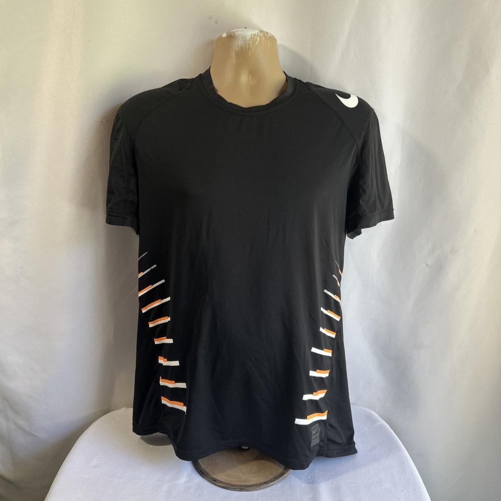 Nike Pro Shirt Men's Medium Black DRI-FIT Athleisure Training Mesh Fitted Logo